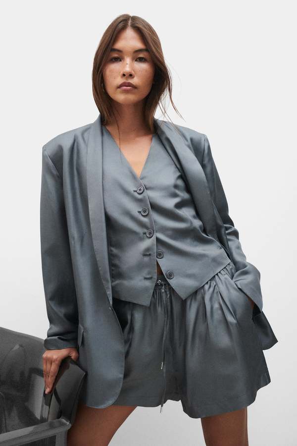 Silk Laundry Twill Vest - Slate