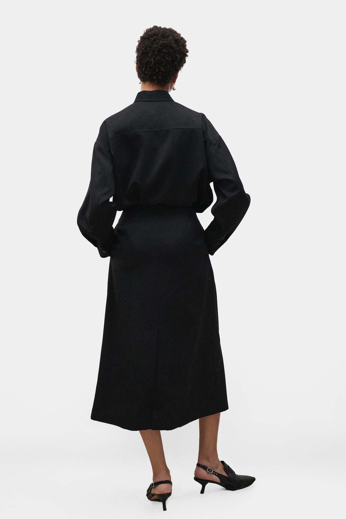 Silk Laundry Wool Wrap Skirt - Black - Image 3 of 8