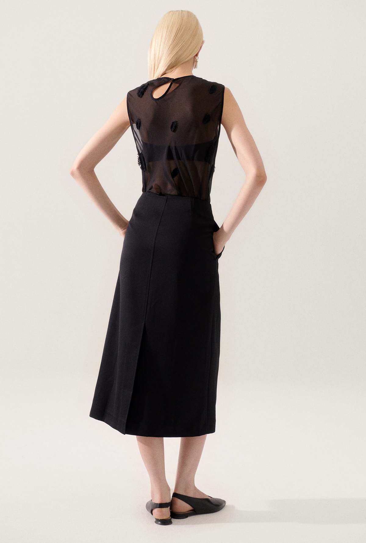 Silk Laundry Wool Wrap Skirt - Black - Image 8 of 8