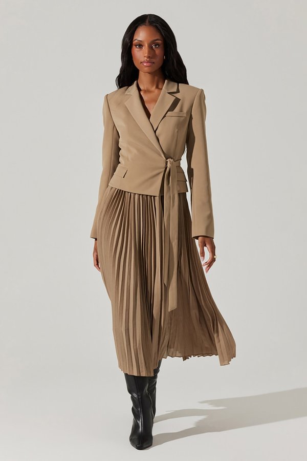 ASTR The Label Sekani Mixed Media Dress - Camel | Garmentory