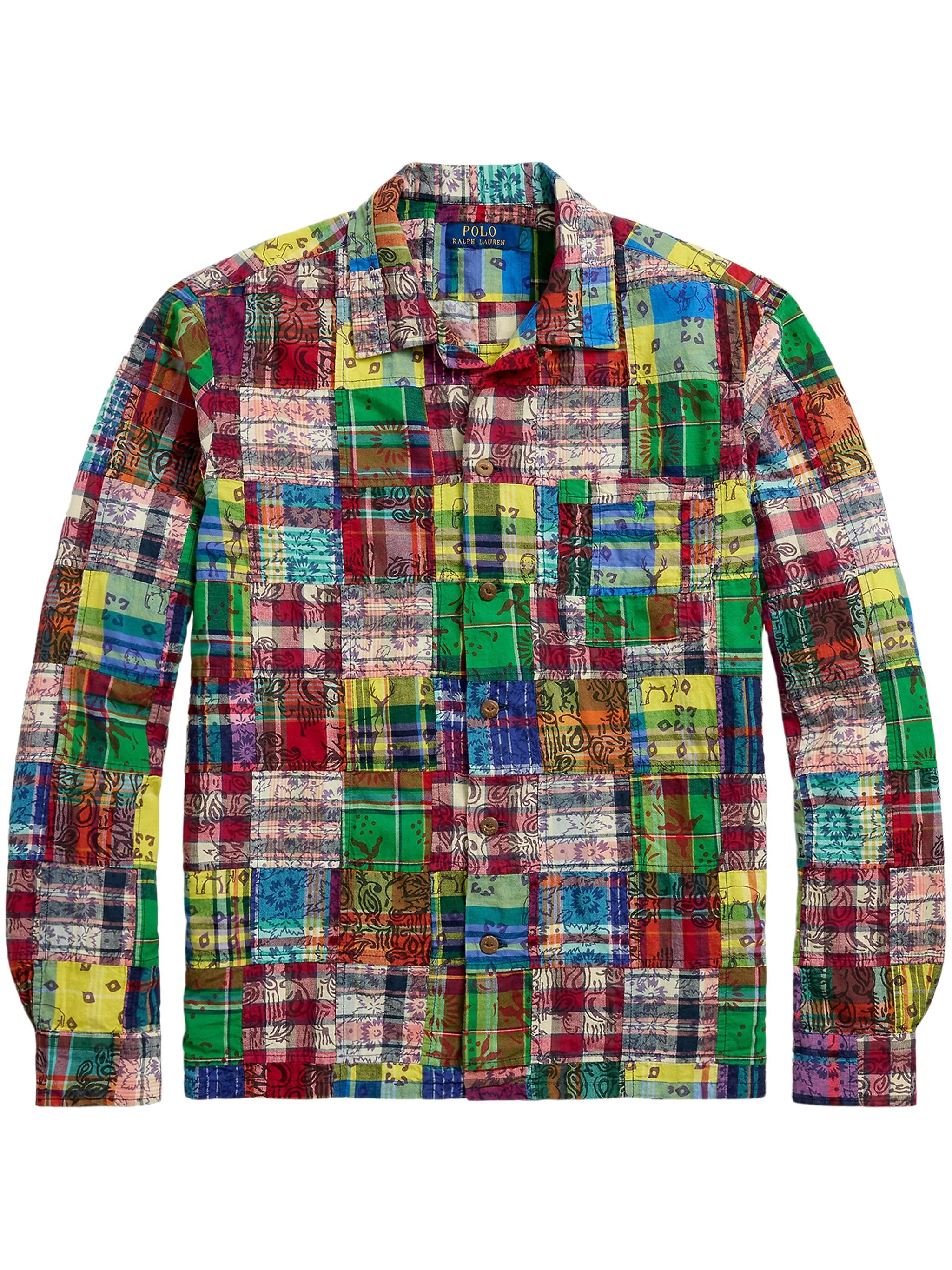 Polo Ralph Lauren Classic Fit Patchwork Camp Collar Shirt - Madras