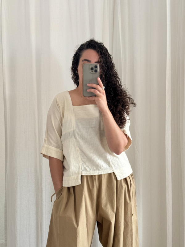 Atelier Delphine  Crinkled Cotton Block Top - Kinari Cream