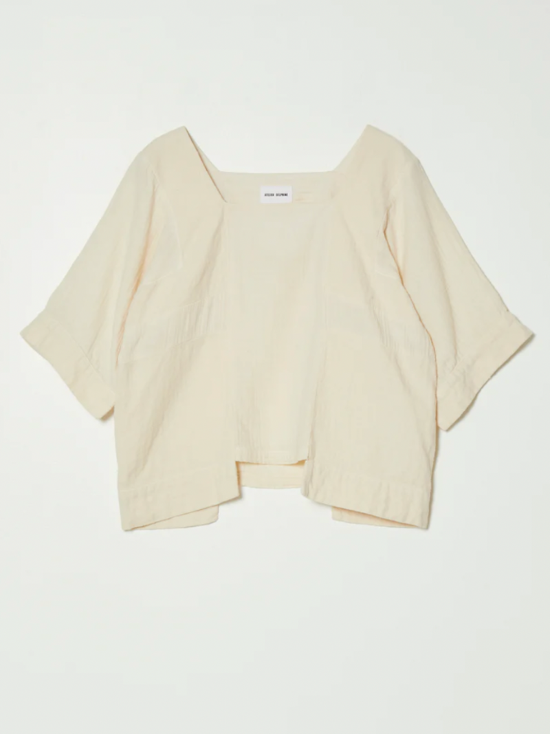 Atelier Delphine Crinkled Cotton Block Top - Kinari Cream Atelier Delphine Crinkled Cotton Block Top - Kinari Cream