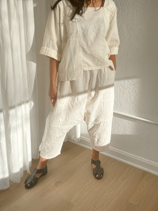 Atelier Delphine Crinkled Cotton Block Top - Kinari Cream Atelier Delphine Crinkled Cotton Block Top - Kinari Cream