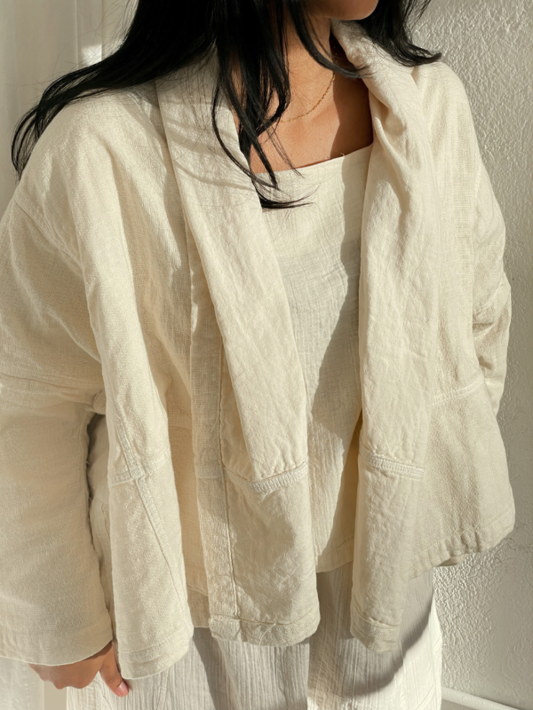Atelier Delphine Crinkled Cotton Block Top - Kinari Cream Atelier Delphine Crinkled Cotton Block Top - Kinari Cream