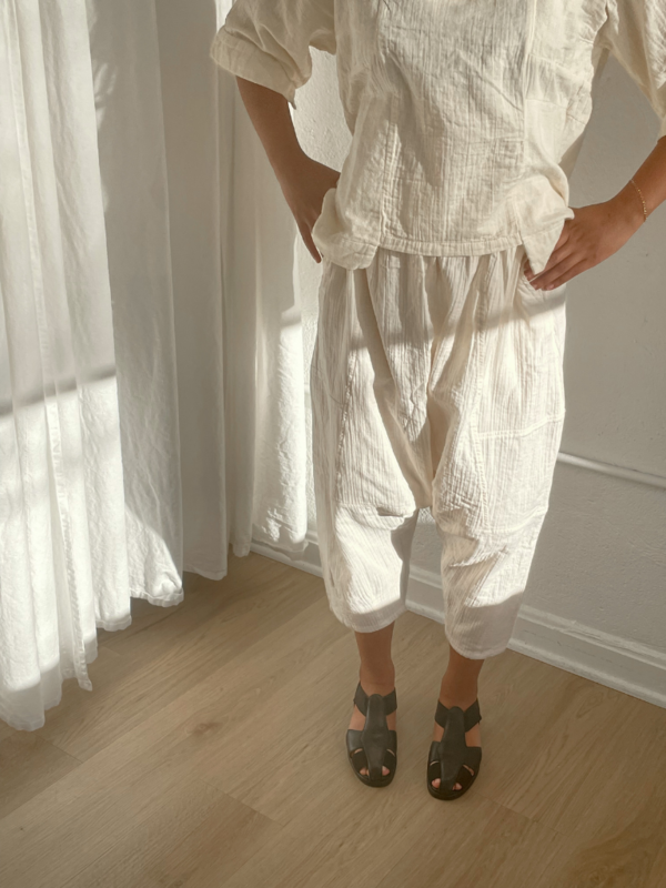 Atelier Delphine Crinkled Cotton Block Top - Kinari Cream Atelier Delphine Crinkled Cotton Block Top - Kinari Cream