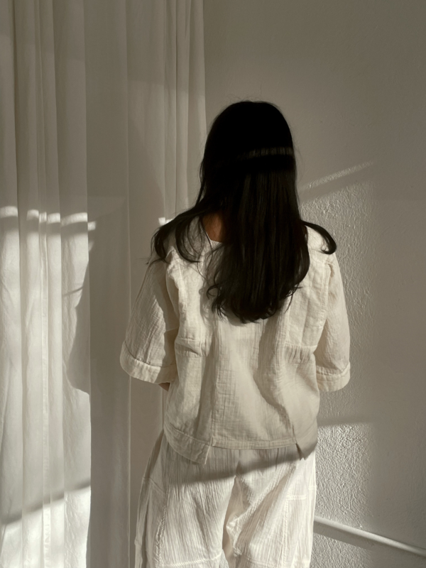 Atelier Delphine Crinkled Cotton Block Top - Kinari Cream Atelier Delphine Crinkled Cotton Block Top - Kinari Cream