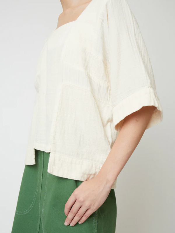 Atelier Delphine Crinkled Cotton Block Top - Kinari Cream Atelier Delphine Crinkled Cotton Block Top - Kinari Cream