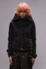 R13 High Neck Shrunken Cardigan Sweater - Washed Black - Thumbnail 1