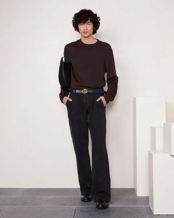 Officine Generale Benny LS Long Sleeve T-Shirt - Dark Coffee