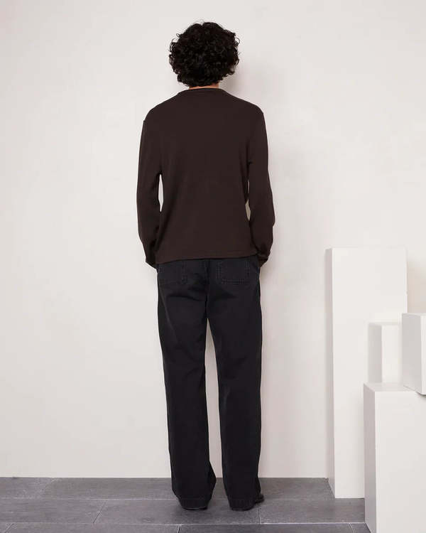 Officine Generale Benny LS Long Sleeve T-Shirt - Dark Coffee