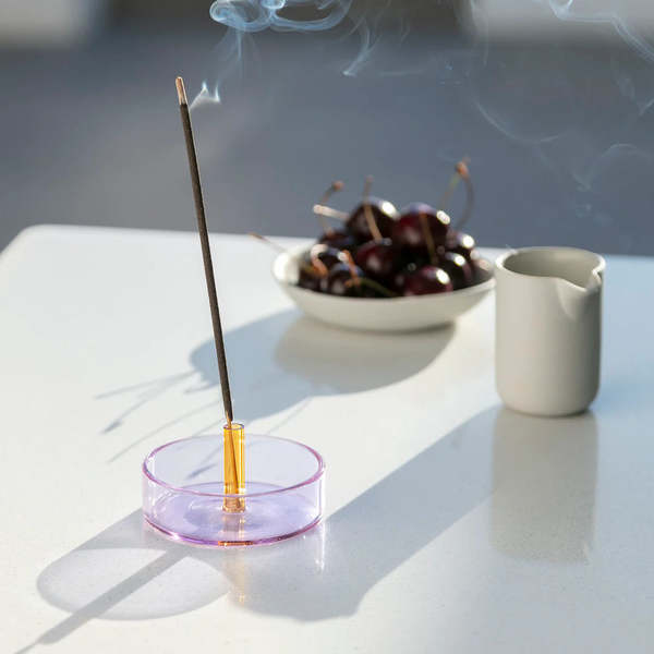 Block Design Duo Tone Glass Incense Holder