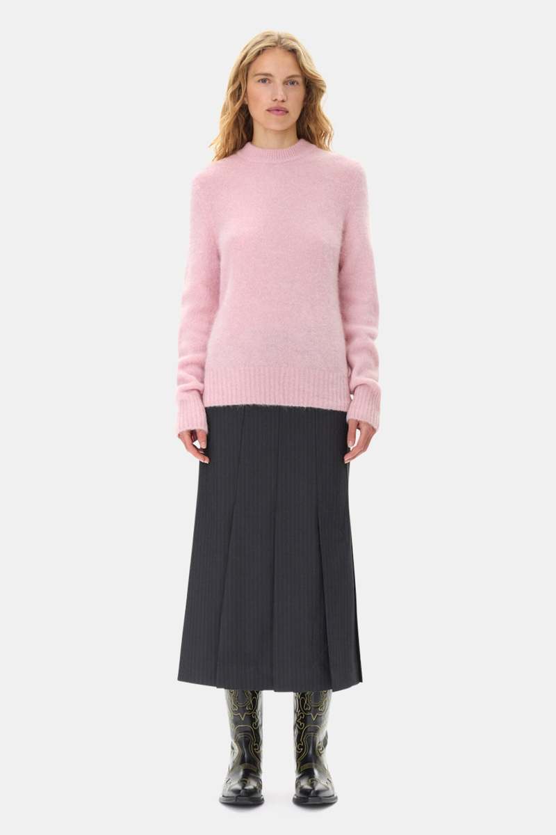 Ganni Brushed Alpaca O-Neck Sweater - Chalk | Garmentory