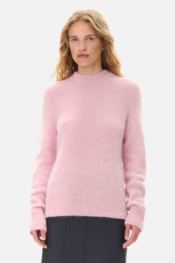 GANNI アルパカ ピンク クルーネック ニット XS Ganni Brushed Alpaca O-Neck Sweater - Chalk | Garmentory