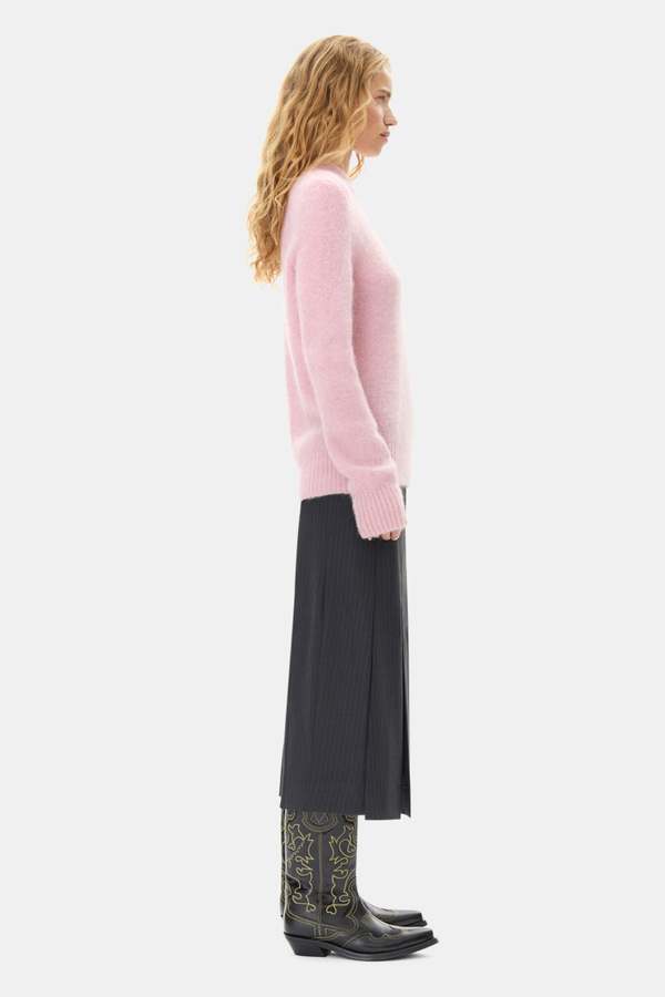 Ganni Brushed Alpaca O-Neck Sweater - Chalk | Garmentory