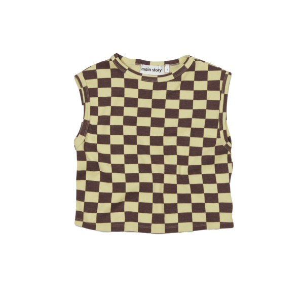 KIDS Main Story Rib Tank - Lemongrass Check