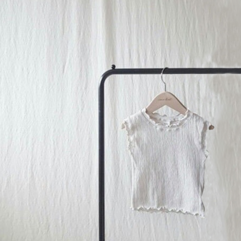 KIDS Nunu Biel Ruffled Tank - Alabaster