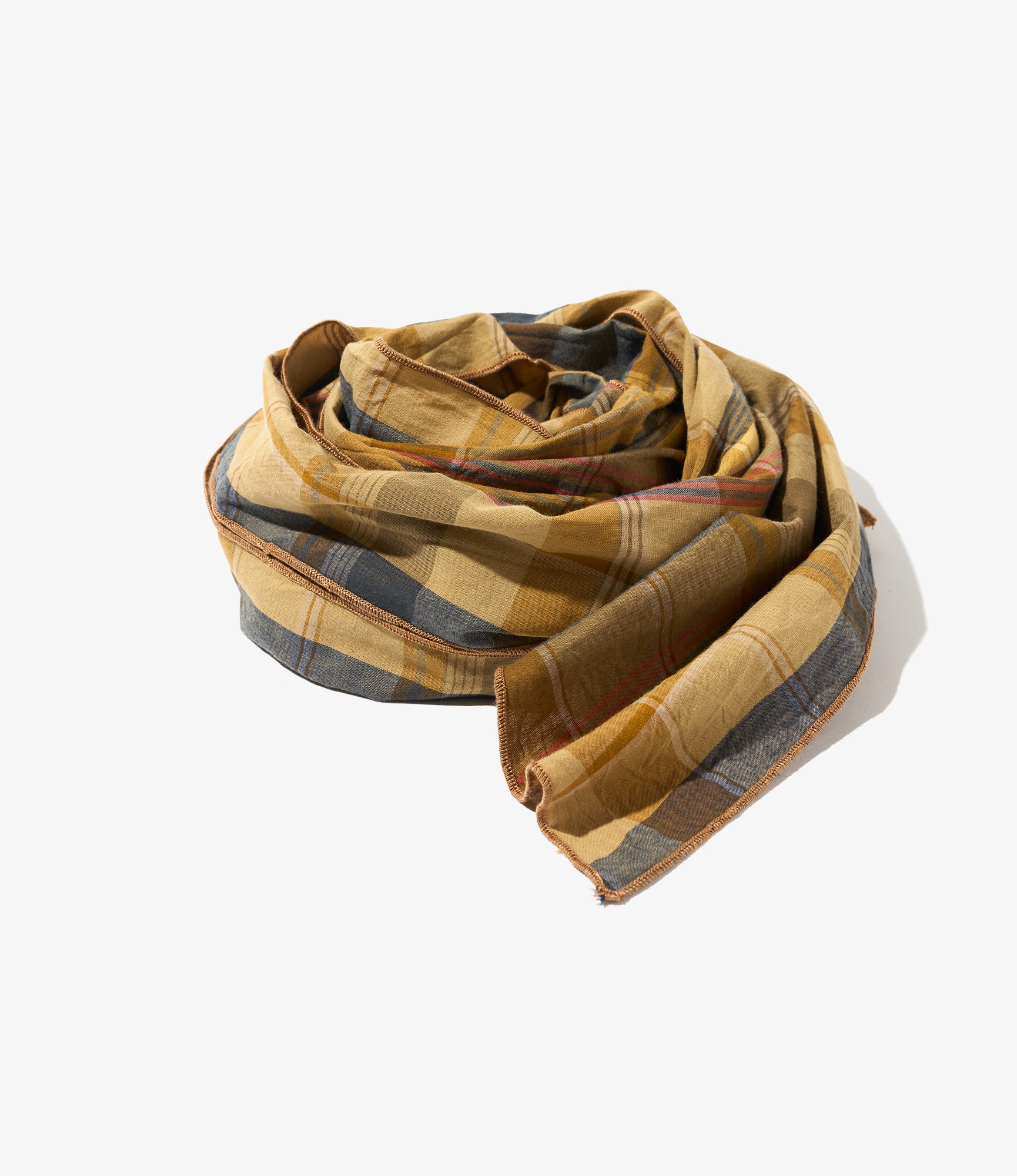 24SS 新品 Engineered Garments LONG SCARF Engineered Garments Long Scarf - Olive Cotton Madras Plaid