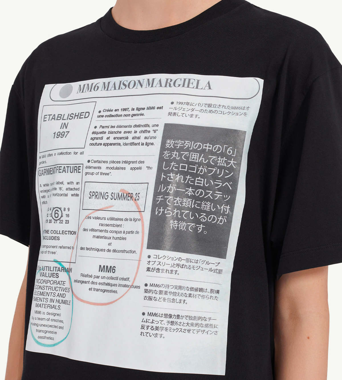 MM6 Maison Margiela Newspaper Print Tee - Black | Garmentory