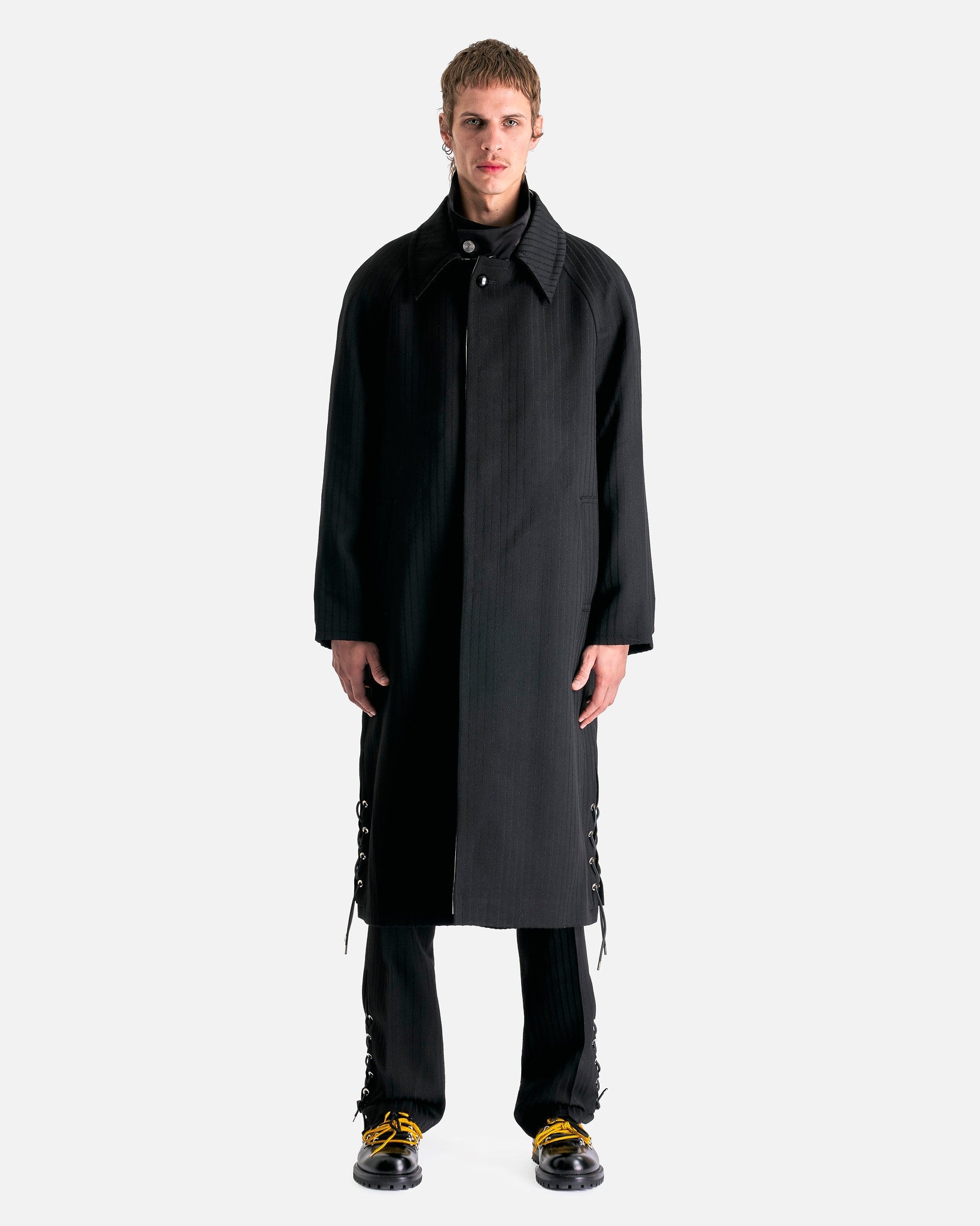Namacheko Nuku Overcoat - Black Stripe | Garmentory Namacheko Nuku Overcoat - Black Stripe | Garmentory