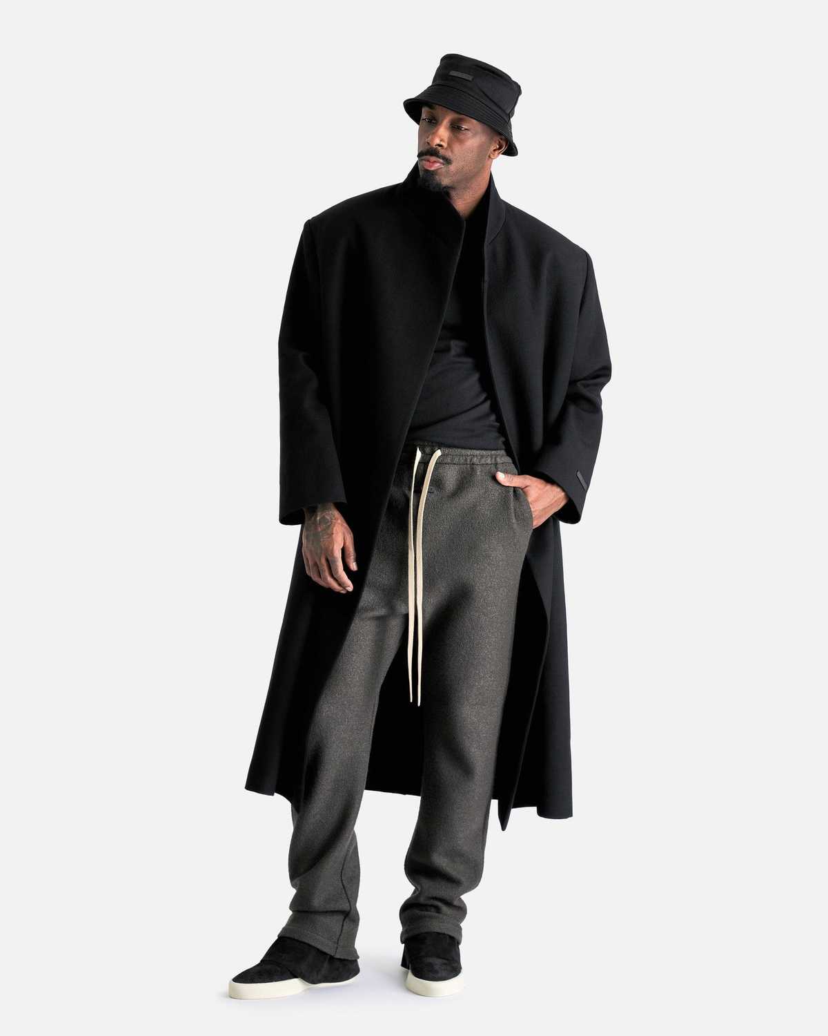 Fear of God Stand Collar Relaxed Overcoat - Black | Garmentory