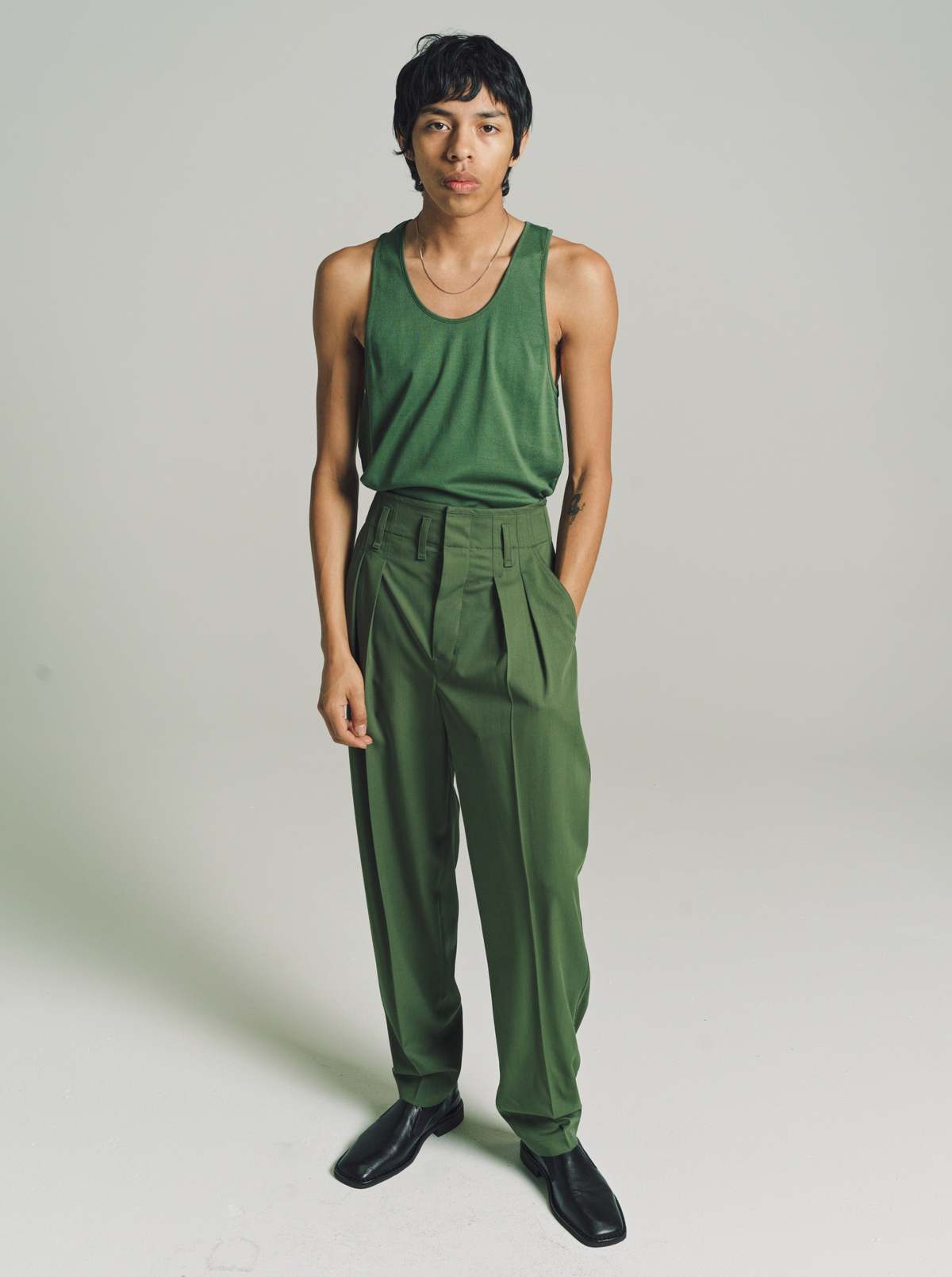 Lemaire Tailored Pleated Pants - Smoky Green | Garmentory