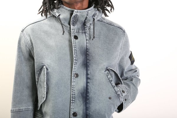 stone island foam resin treated denim