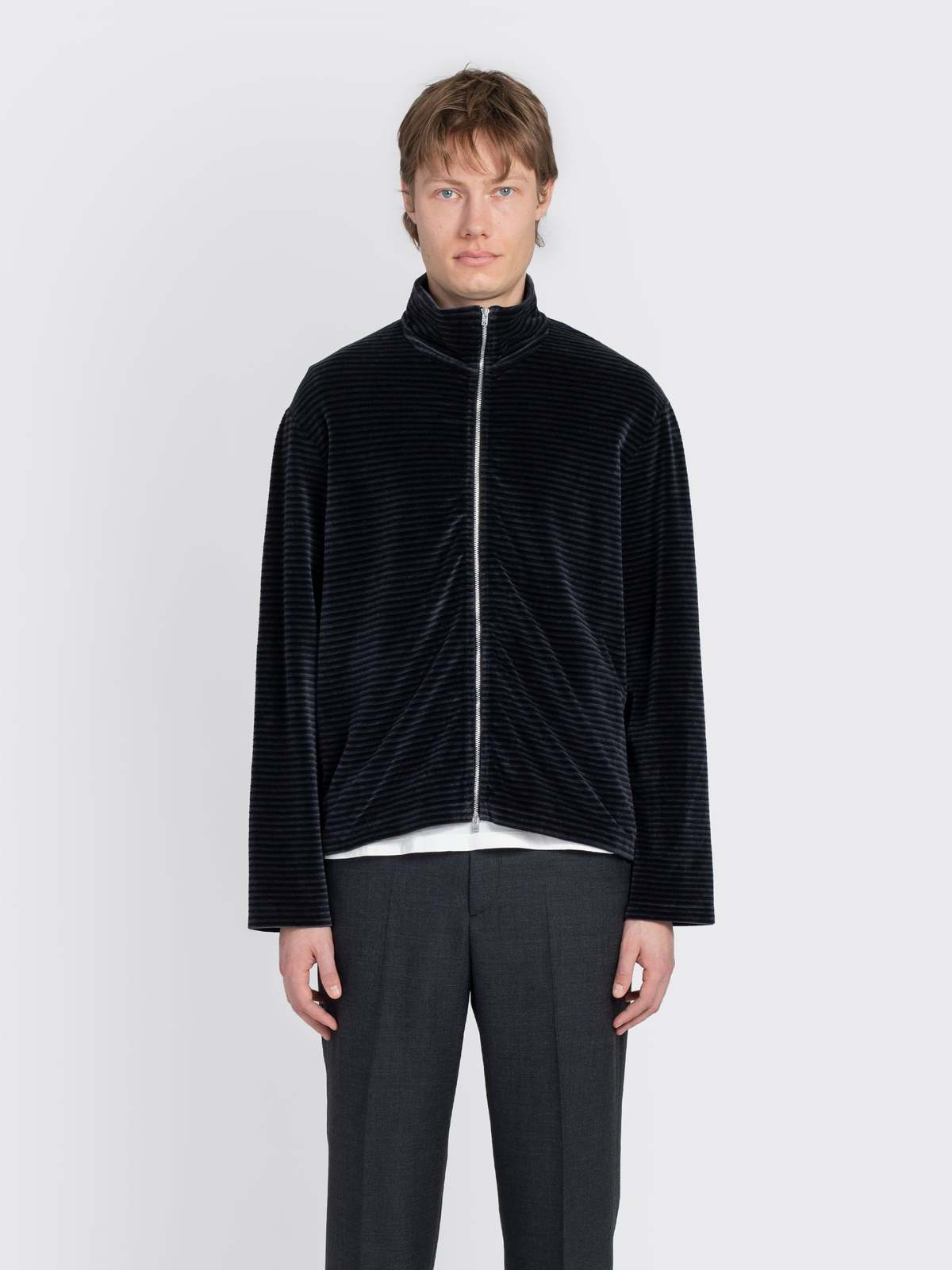Our Legacy Shrunken Fullzip Polo - Phantom Stripe | Garmentory