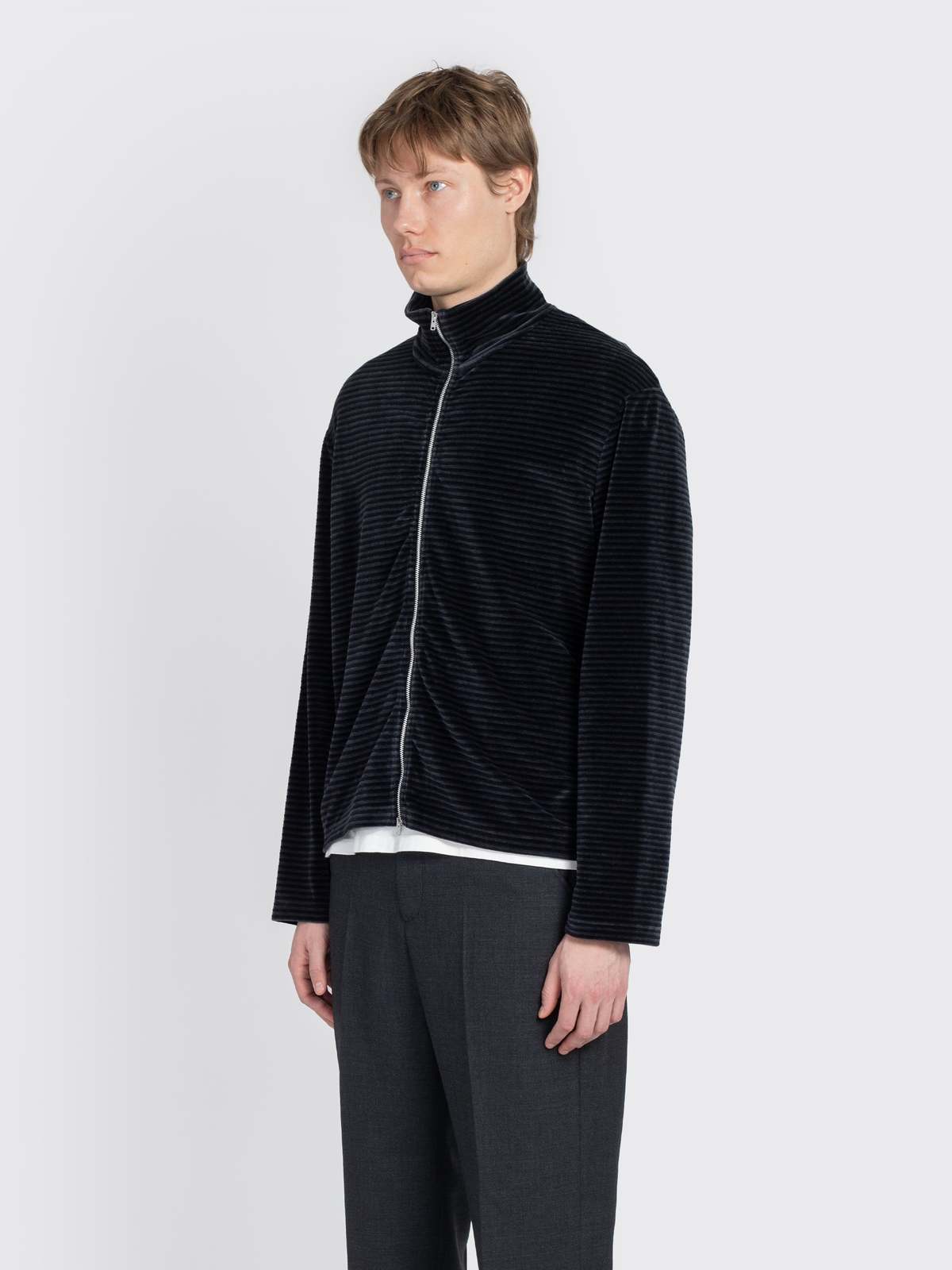 トップス OUR LEGACY SHRUNKEN FULLZIP POLO Shrunken Full Zip Polo in Black Rib