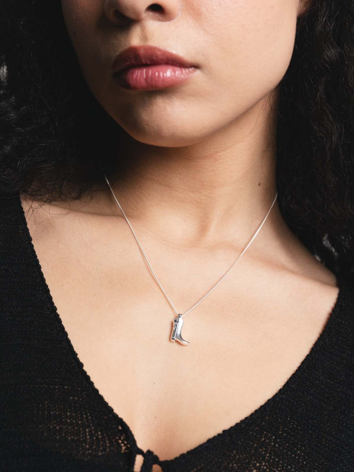 Wolf Circus Cowboy Boot Charm Necklace - Silver - Image 2 of 2