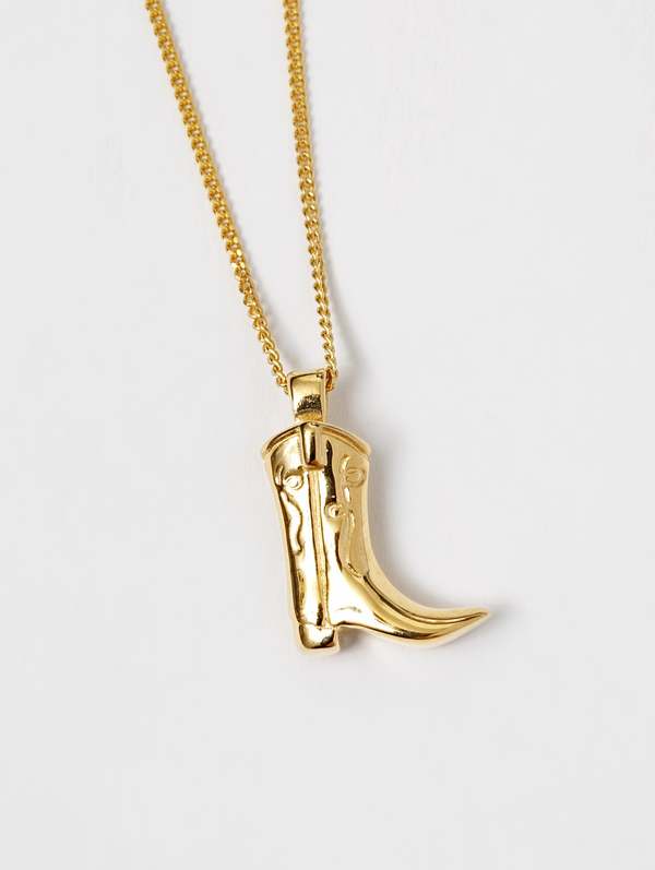 Wolf Circus Cowboy Boot Necklace - Gold