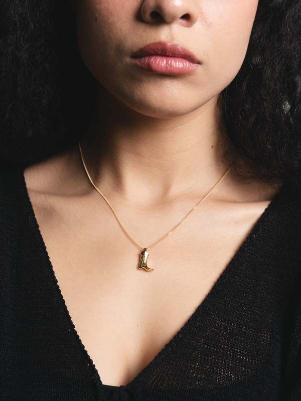 Wolf Circus Cowboy Boot Necklace - Gold