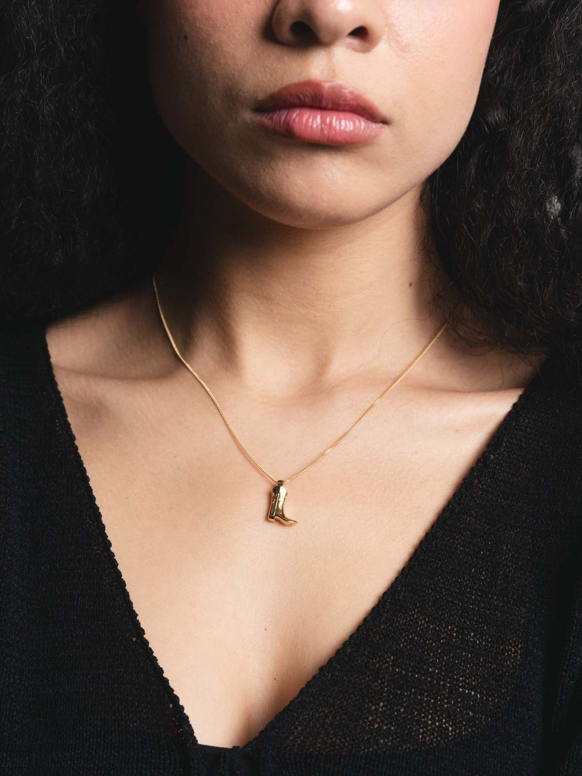 Wolf Circus Cowboy Boot Necklace - Gold - Image 2 of 3