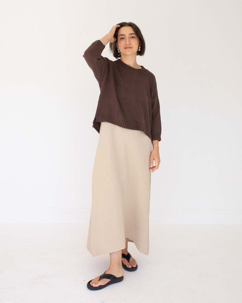Honest Cotton The Crop Knit - Chocolate/Black/White/Cream