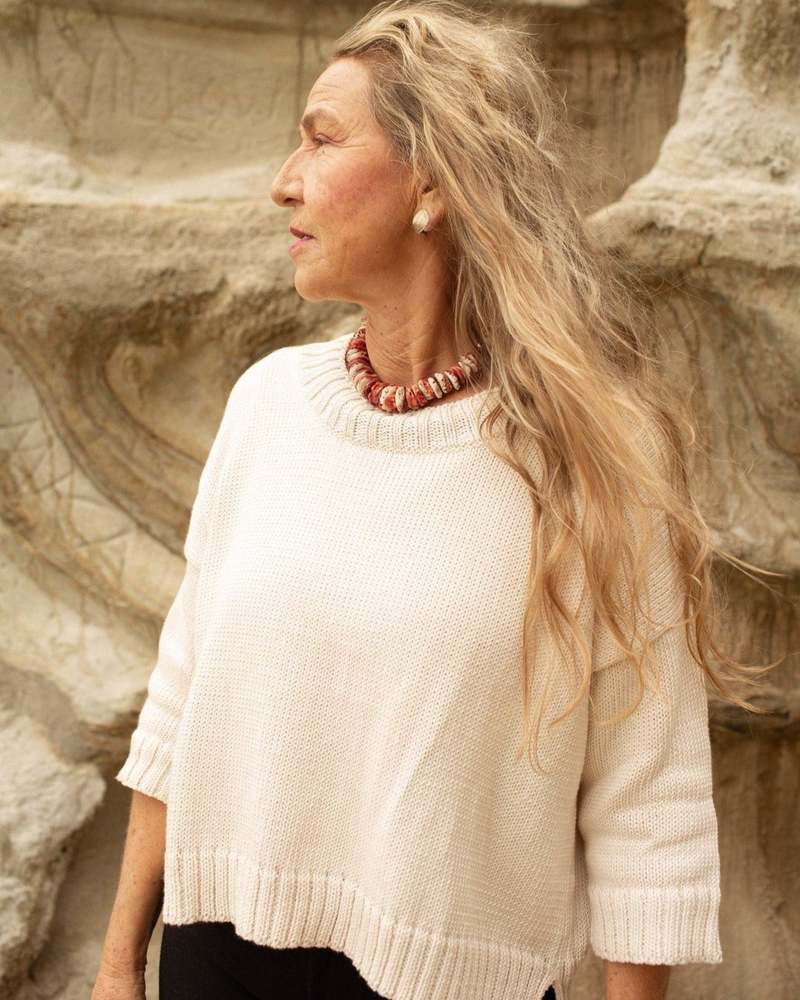Honest Cotton The Crop Knit - Chocolate/Black/White/Cream