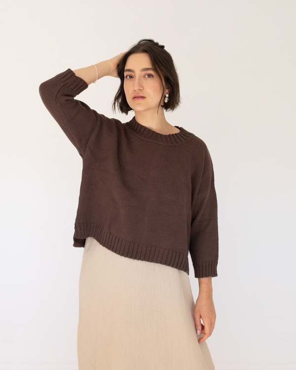 Honest Cotton The Crop Knit - Chocolate/Black/White/Cream