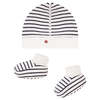 Petit Bateau Baby Hat and Booties Set - White with Navy Blue Stripes - Thumbnail 1