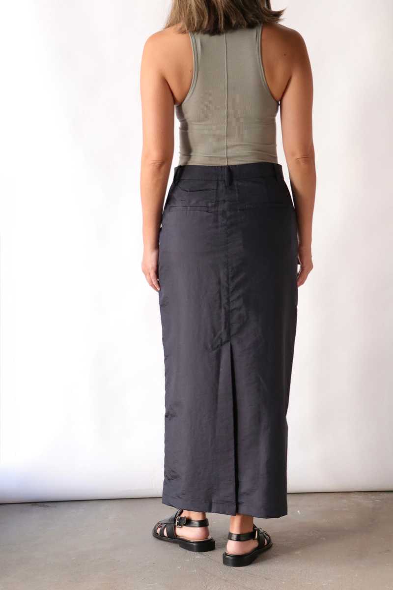 Tibi Crispy Nylon Maxi Skirt - Navy