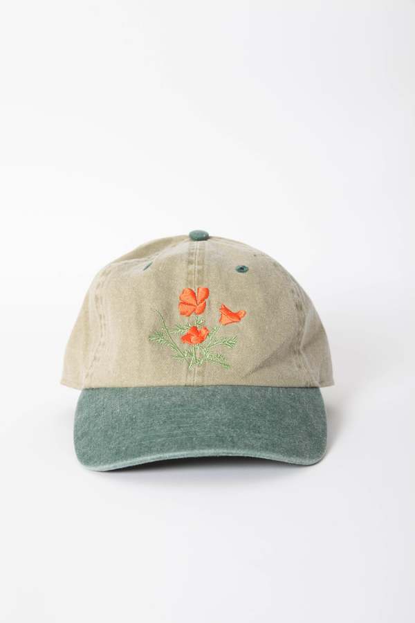 Gravel & Gold Poppy Cap - Two Tone Green