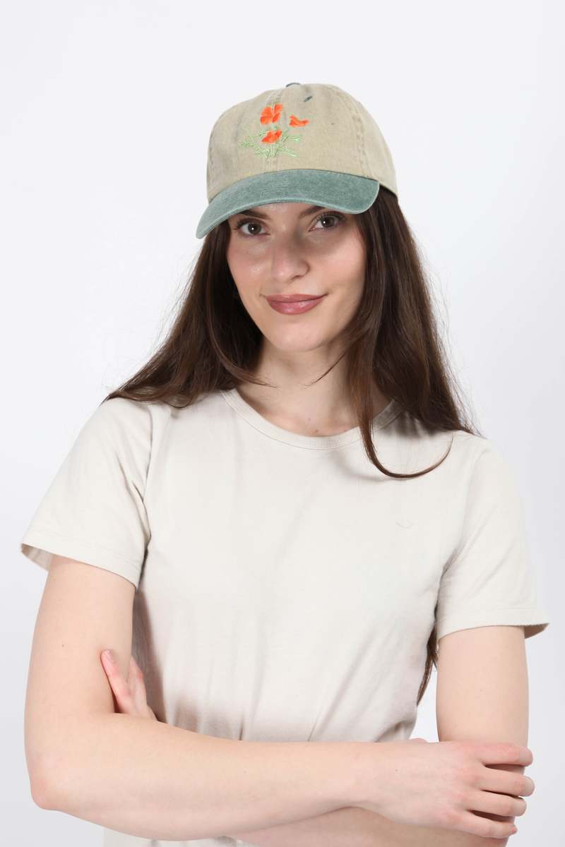 Gravel & Gold Poppy Cap - Two Tone Green