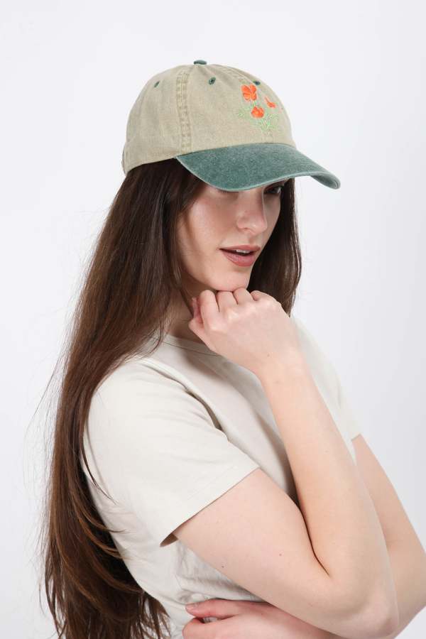 Gravel & Gold Poppy Cap - Two Tone Green
