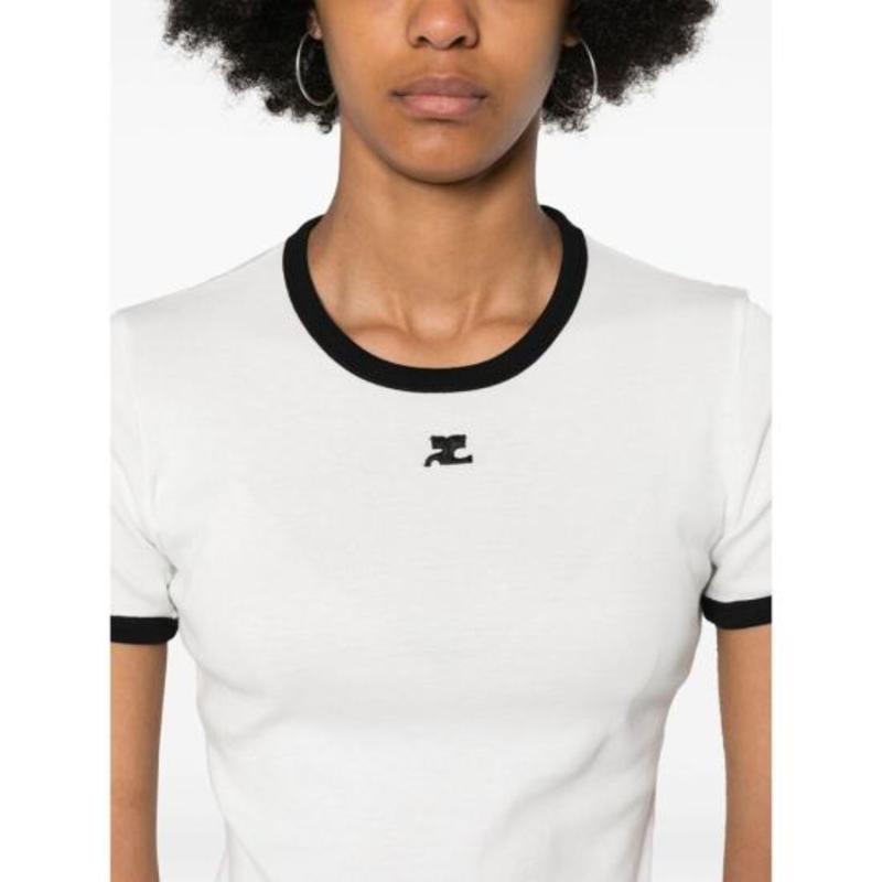 Tシャツ・カットソー COURREGES Women Tops 424JTS159JS0175 0001 White T-Shirts Women - courrèges (クレージュ)