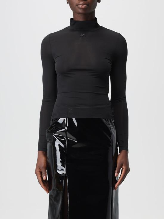Tシャツ・カットソー COURREGES Women Tunic Tops 424JTS159JS0175 9999 BLACK Black COURREGES Tunic Top - Black | Garmentory