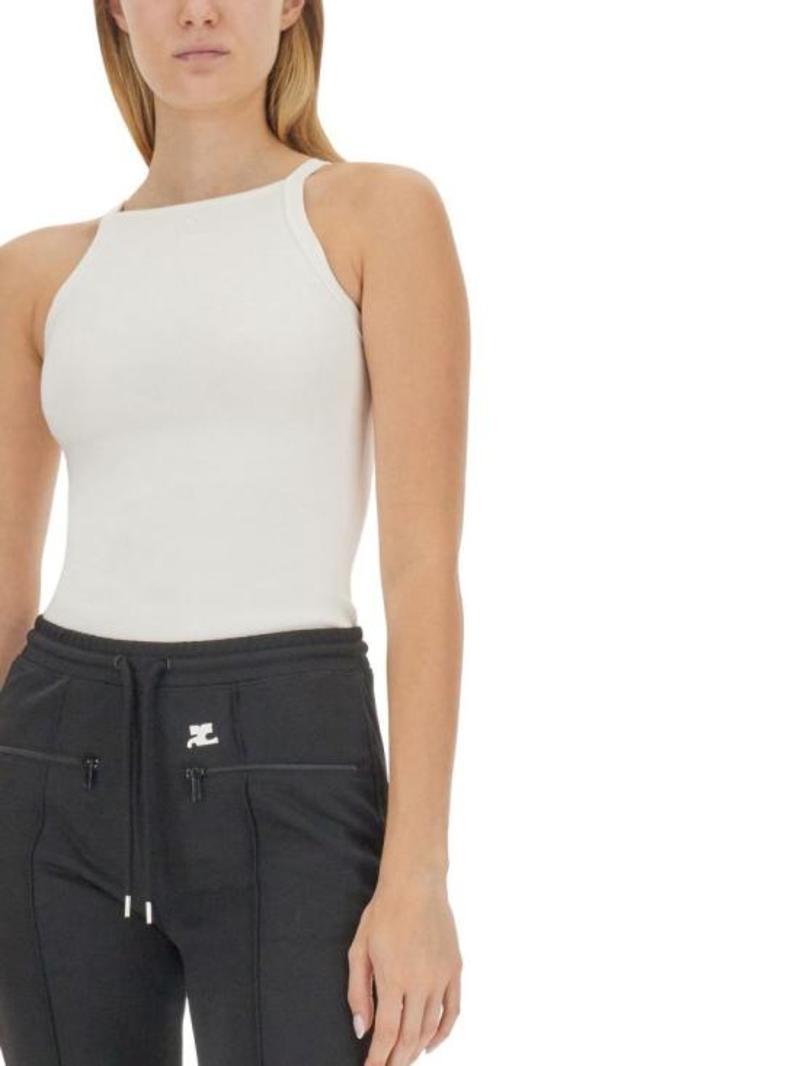★Courreges★ Logo Sleeveless T-Shirt White 323MDE050FI00010 COURREGES Sleeveless T-Shirt - White | Garmentory