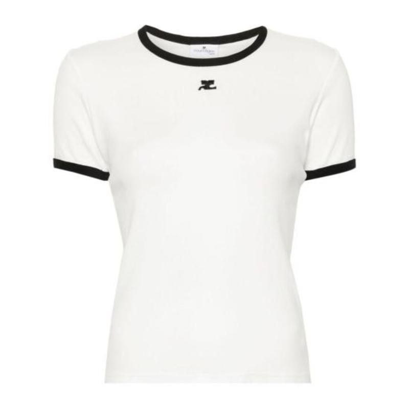 COURREGES Short Sleeve T-Shirt - Heritage White/Black