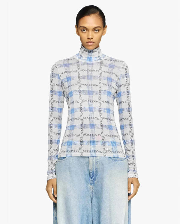 JW ANDERSON Sheer Long Sleeve Turtleneck Top - Blue | Garmentory