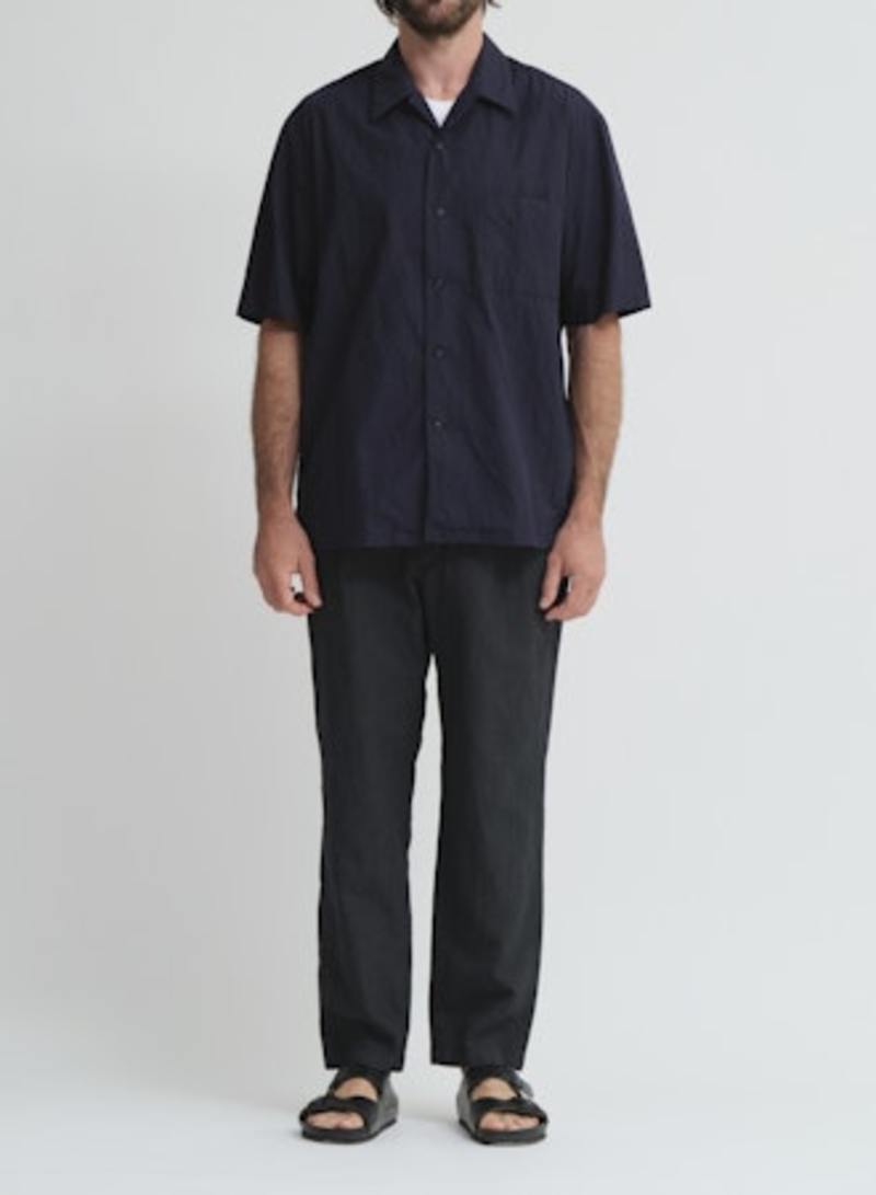 Sage de Cret Crinkle Typewriter Short Sleeve Open Collar Shirt