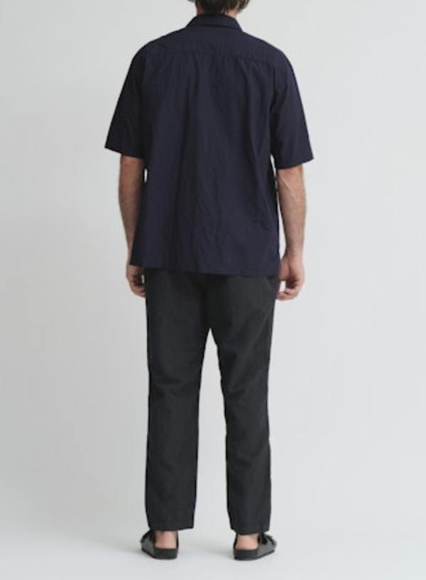 Sage de Cret Crinkle Typewriter Short Sleeve Open Collar Shirt