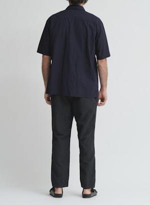 Sage de Cret Crinkle Typewriter Short Sleeve Open Collar Shirt