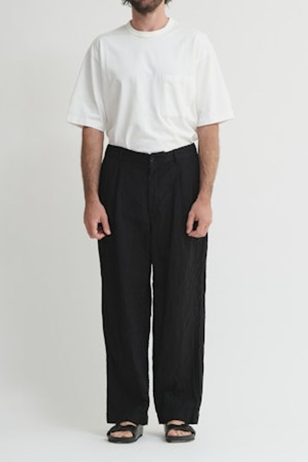 Sage de Cret WO/LI Tumbler Single Pleated Wide Pants - Navy